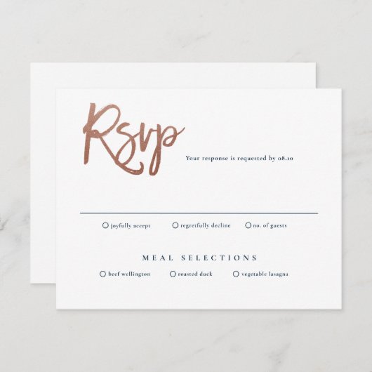 Carte rsvp de mariage script moderne (Devant / Derrière)