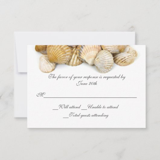 Carte RSVP de mariage Sea Shells (Devant)