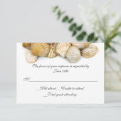 Carte RSVP de mariage Sea Shells (Debout devant)