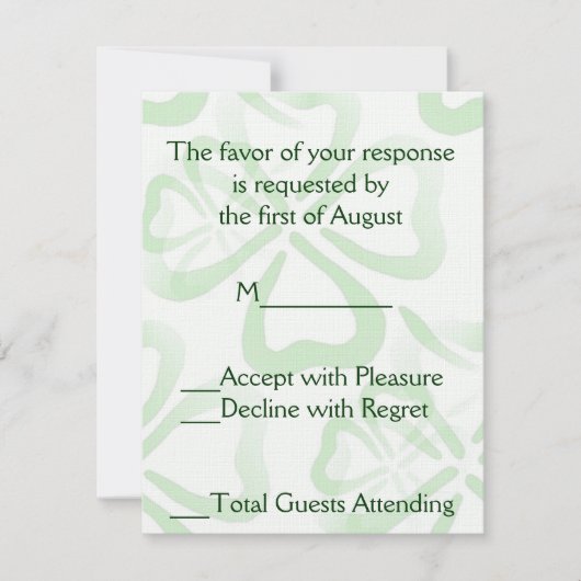 Carte RSVP de mariage Shamrock vert (Devant)