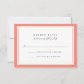 Carte RSVP de mariage simple à la frontière corail (Devant)