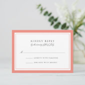 Carte RSVP de mariage simple à la frontière corail (Debout devant)