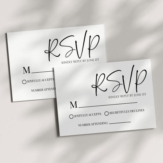 Carte RSVP de mariage simple classique moderne