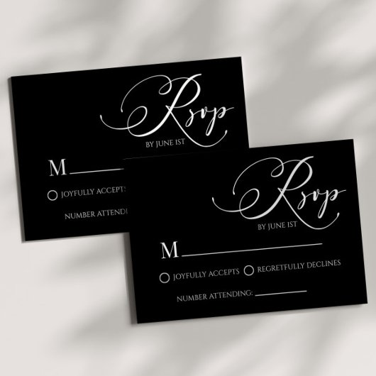 Carte RSVP de mariage simple classique moderne