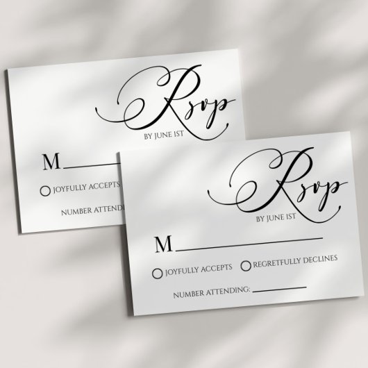 Carte RSVP de mariage simple classique moderne