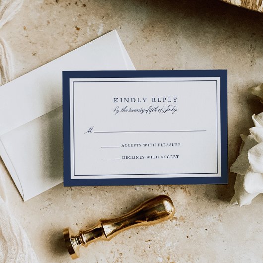 Carte RSVP de mariage simple couleur personnalisée