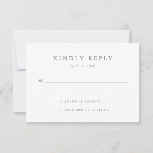 Carte RSVP de mariage simple et élégante (Devant)