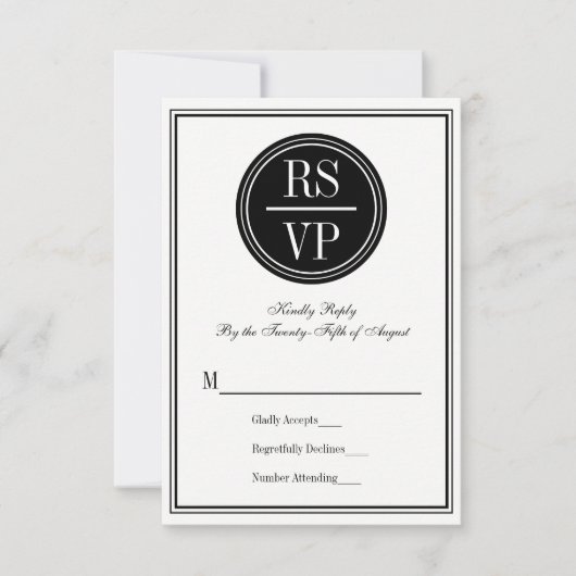 Carte RSVP de mariage simple et élégante (Devant)