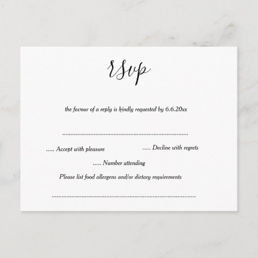 Carte RSVP de mariage simple et moderne (Devant)