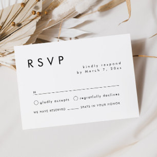 Carte RSVP de mariage simple moderne