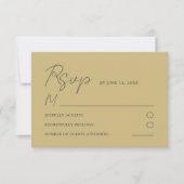 Carte RSVP de mariage simple or jaune Ginkgo feuil (Devant)