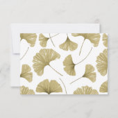 Carte RSVP de mariage simple or jaune Ginkgo feuil (Dos)