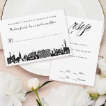 Carte RSVP de mariage Skyline Las Vegas noir et bl<br><div class="desc">Une élégante bande de las vegas en noir et blanc avec réponse par date et nom d'invité d'un côté,  et choix de présence et de repas de l'autre côté.</div>