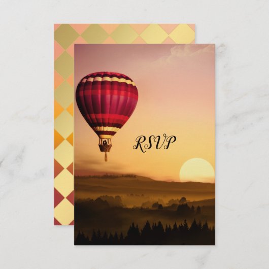Carte RSVP de mariage Sunset Balloon à air chaud (Devant / Derrière)