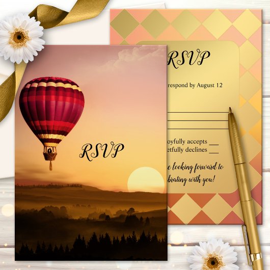 Carte RSVP de mariage Sunset Balloon à air chaud