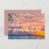 Carte RSVP de mariage Sunset Beach String (Devant / Derrière)