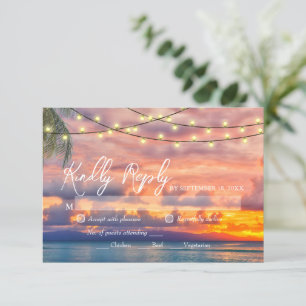 Carte RSVP de mariage Sunset Beach String