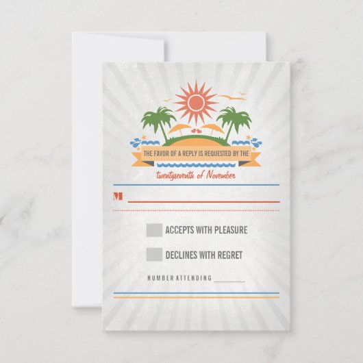 Carte RSVP de mariage sur la plage (Devant)