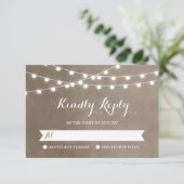 Carte RSVP de mariage Taupe String (Debout devant)