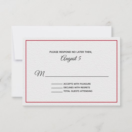 Carte RSVP de mariage texturé blanc et rouge (Devant)