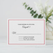 Carte RSVP de mariage texturé blanc et rouge (Debout devant)