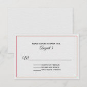 Carte RSVP de mariage texturé blanc et rouge (Devant / Derrière)