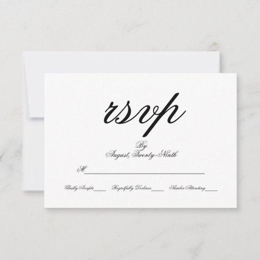 Carte RSVP de mariage Toile & Calligraphie (Devant)