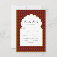 Carte RSVP de mariage traditionnel indien rouge et