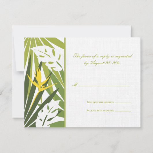 Carte RSVP de mariage tropical (Devant)