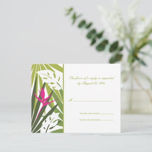 Carte RSVP de mariage tropical (Debout devant)