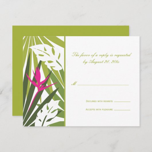 Carte RSVP de mariage tropical (Devant / Derrière)