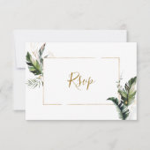 Carte RSVP de mariage Tropical Gold Foliage (Devant)