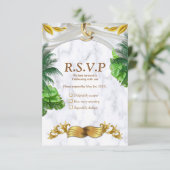 Carte RSVP de Mariage Tropical Romantique (Debout devant)