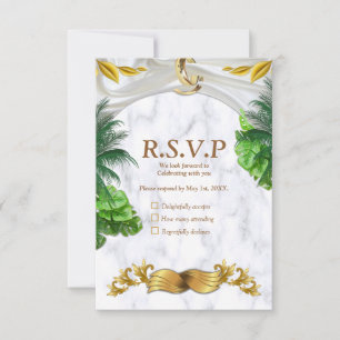 Carte RSVP de Mariage Tropical Romantique