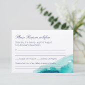Carte RSVP de mariage Turquoise de mer turquoise (Debout devant)
