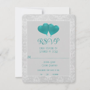 Carte RSVP de mariage turquoise des ballons cardia