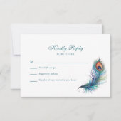 Carte RSVP de mariage turquoise Peacock Feather (Devant)