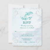 Carte RSVP de mariage turquoise pour dauphins (Devant)