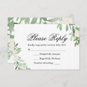 Carte RSVP de mariage vert (Devant / Derrière)