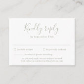 Carte RSVP de mariage vert à taille minimale du bu (Devant)