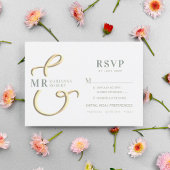 Carte RSVP de mariage vert Ampersand Sage