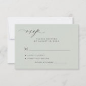 Carte RSVP de mariage vert avec sauge de forêt sim (Devant)