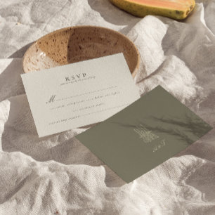Carte RSVP de mariage vert bande lunaire