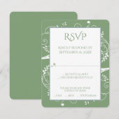 Carte RSVP de mariage vert de mousse (Devant / Derrière)