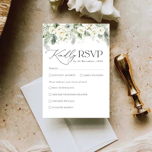 Carte RSVP de mariage vert Dusty Sage