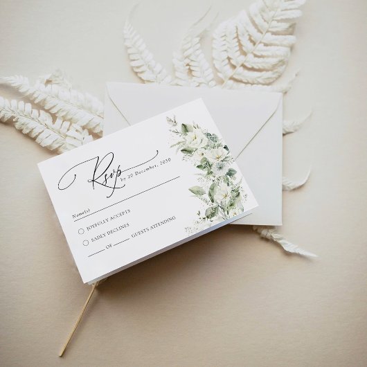 Carte RSVP de mariage vert Dusty Sage