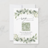 Carte RSVP de mariage vert Dusty Sage avec code QR (Devant)