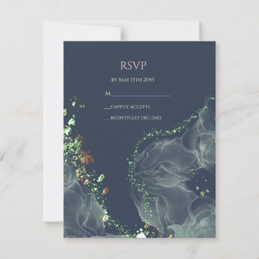 Carte RSVP de mariage vert émeraude   (Devant)