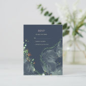 Carte RSVP de mariage vert émeraude   (Debout devant)