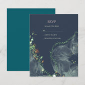 Carte RSVP de mariage vert émeraude   (Devant / Derrière)
